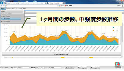 1ヶ月の歩數(shù)推移畫面